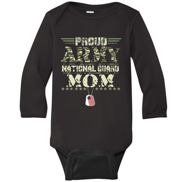 Proud Army National Guard Mom USA Military Veteran Mothers Baby Long Sleeve Bodysuit