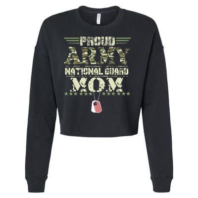 Proud Army National Guard Mom USA Military Veteran Mothers Cropped Pullover Crew