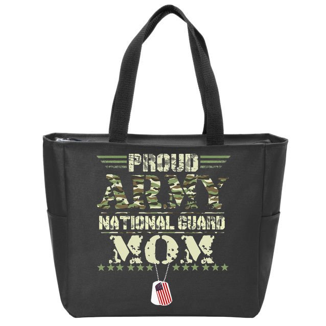 Proud Army National Guard Mom USA Military Veteran Mothers Zip Tote Bag