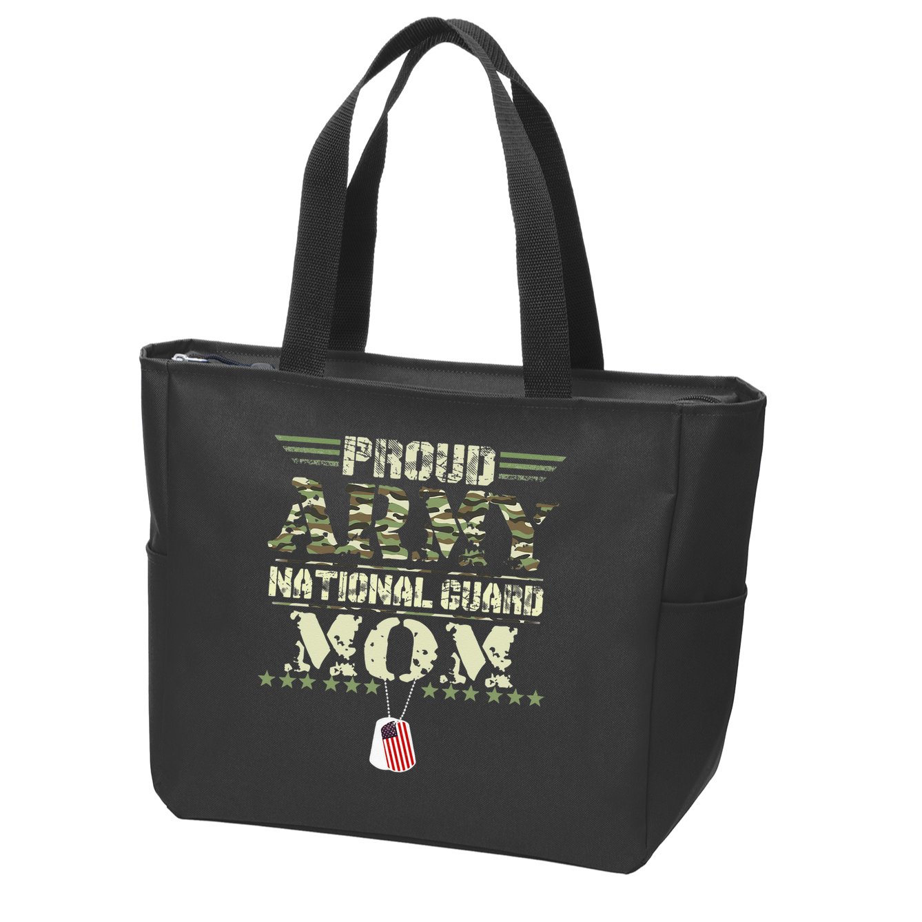 Proud Army National Guard Mom USA Military Veteran Mothers Zip Tote Bag
