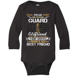 Proud Army National Guard Girlfriend Flag Shirts Us Military Baby Long Sleeve Bodysuit