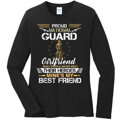 Proud Army National Guard Girlfriend Flag Shirts Us Military Ladies Long Sleeve Shirt