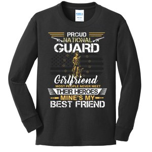 Proud Army National Guard Girlfriend Flag Shirts Us Military Kids Long Sleeve Shirt