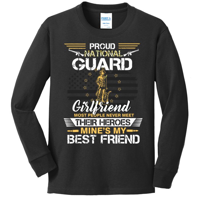 Proud Army National Guard Girlfriend Flag Shirts Us Military Kids Long Sleeve Shirt