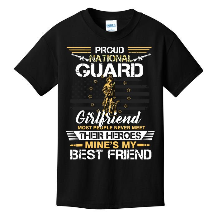 Proud Army National Guard Girlfriend Flag Shirts Us Military Kids T-Shirt