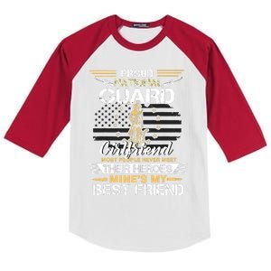 Proud Army National Guard Girlfriend Flag Shirts Us Military Kids Colorblock Raglan Jersey