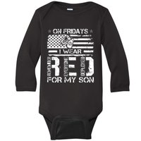 Proud Army National Guard Mom On Fridays I We Wear Red Baby Long Sleeve Bodysuit