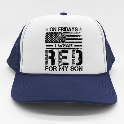 Proud Army National Guard Mom On Fridays I We Wear Red Trucker Hat