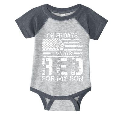 Proud Army National Guard Mom On Fridays I We Wear Red Infant Baby Jersey Bodysuit