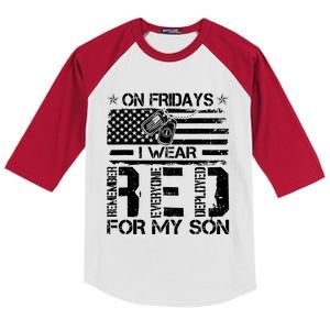 Proud Army National Guard Mom On Fridays I We Wear Red Kids Colorblock Raglan Jersey