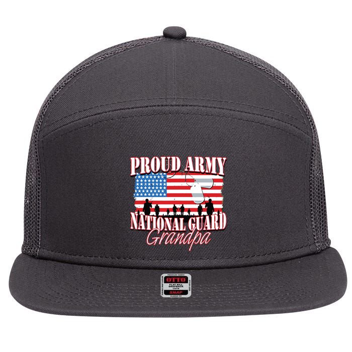 Proud Army National Guard Grandpa Grandparents Day 7 Panel Mesh Trucker Snapback Hat