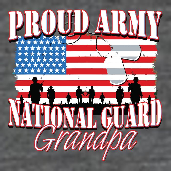Proud Army National Guard Grandpa Grandparents Day 7 Panel Mesh Trucker Snapback Hat