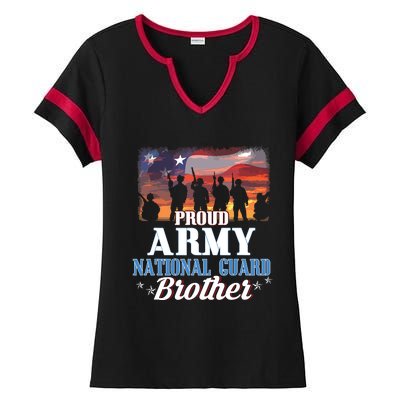 Proud Army National Guard Brother Us Flag Shirts Patriotic Ladies Halftime Notch Neck Tee