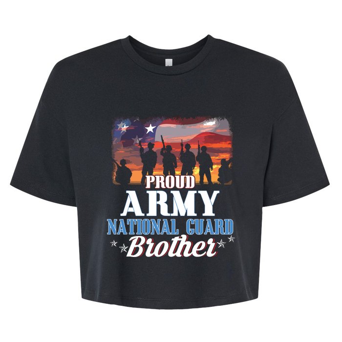 Proud Army National Guard Brother Us Flag Shirts Patriotic Bella+Canvas Jersey Crop Tee