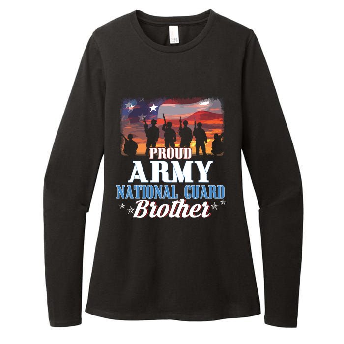 Proud Army National Guard Brother Us Flag Shirts Patriotic Womens CVC Long Sleeve Shirt