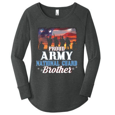 Proud Army National Guard Brother Us Flag Shirts Patriotic Women's Perfect Tri Tunic Long Sleeve Shirt