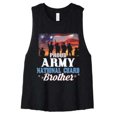 Proud Army National Guard Brother Us Flag Shirts Patriotic Women's Racerback Cropped Tank