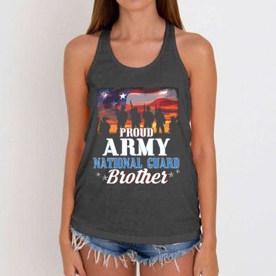 Proud Army National Guard Brother Us Flag Shirts Patriotic Women's Knotted Racerback Tank