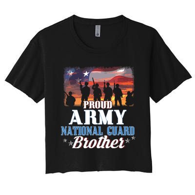 Proud Army National Guard Brother Us Flag Shirts Patriotic Women's Crop Top Tee