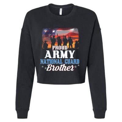 Proud Army National Guard Brother Us Flag Shirts Patriotic Cropped Pullover Crew