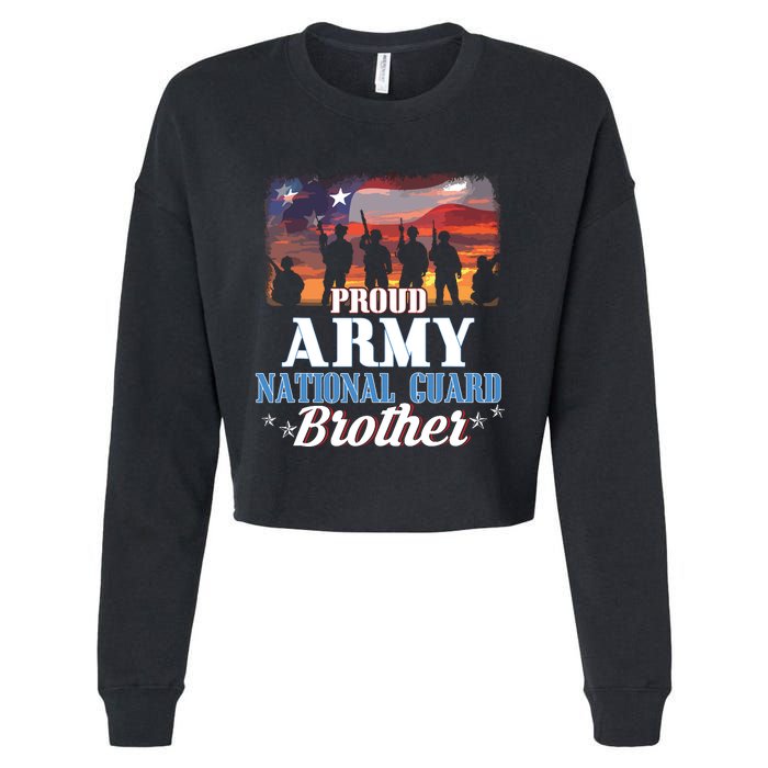 Proud Army National Guard Brother Us Flag Shirts Patriotic Cropped Pullover Crew