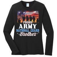 Proud Army National Guard Brother Us Flag Shirts Patriotic Ladies Long Sleeve Shirt