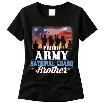 Proud Army National Guard Brother Us Flag Shirts Patriotic Women's T-Shirt