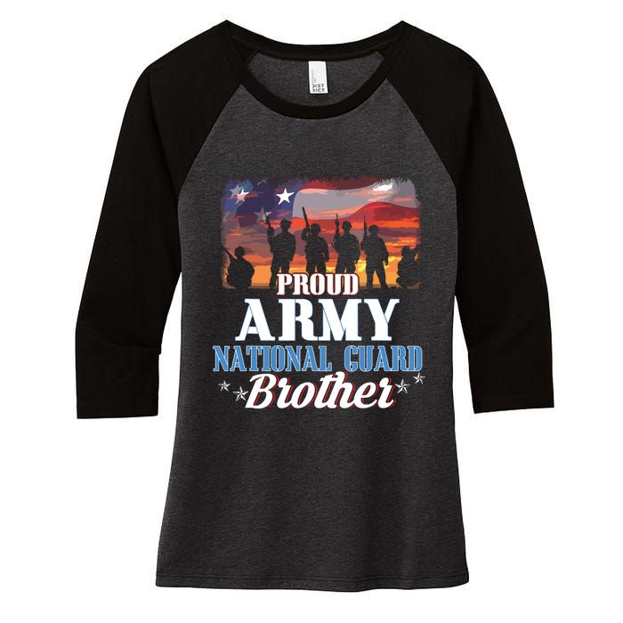 Proud Army National Guard Brother Us Flag Shirts Patriotic Women's Tri-Blend 3/4-Sleeve Raglan Shirt