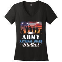 Proud Army National Guard Brother Us Flag Shirts Patriotic Women's V-Neck T-Shirt