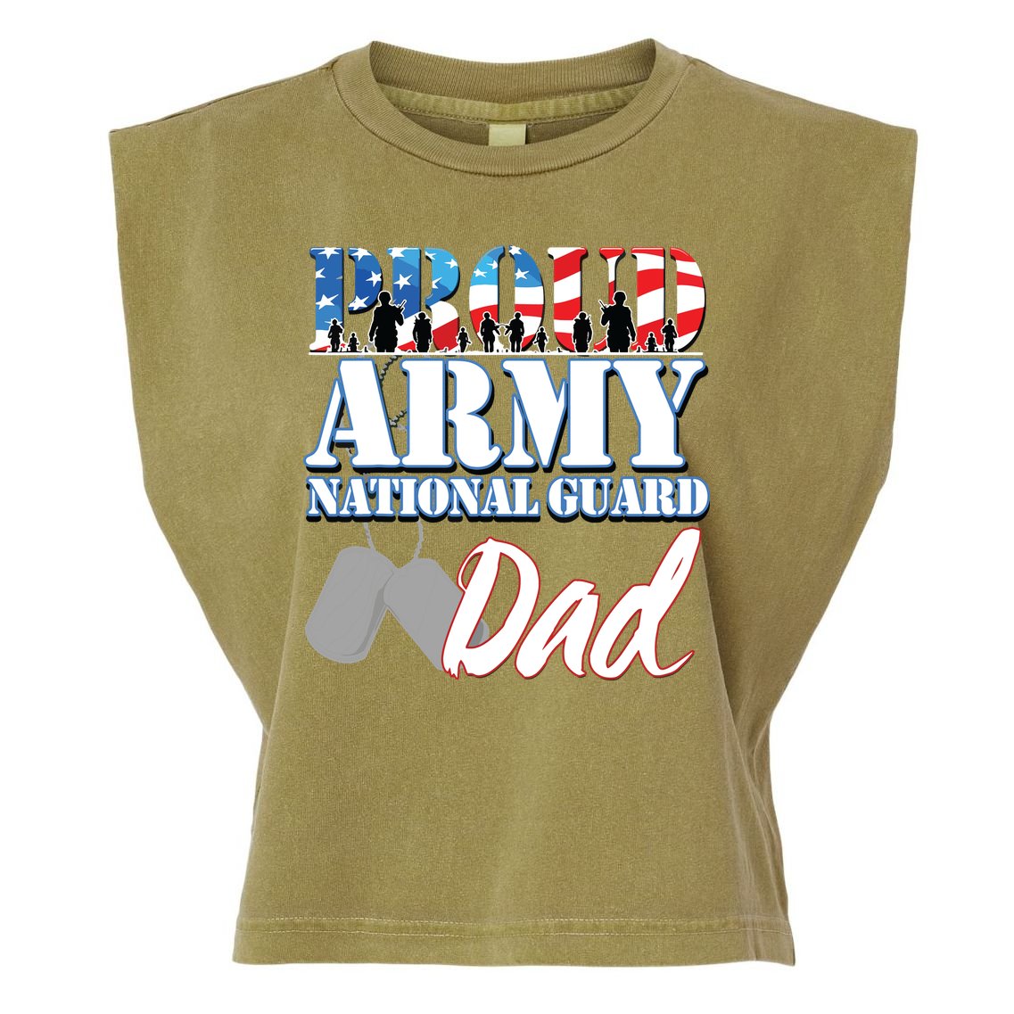 Proud Army National Guard Dad Fathers Day Garment-Dyed Women's Muscle Tee
