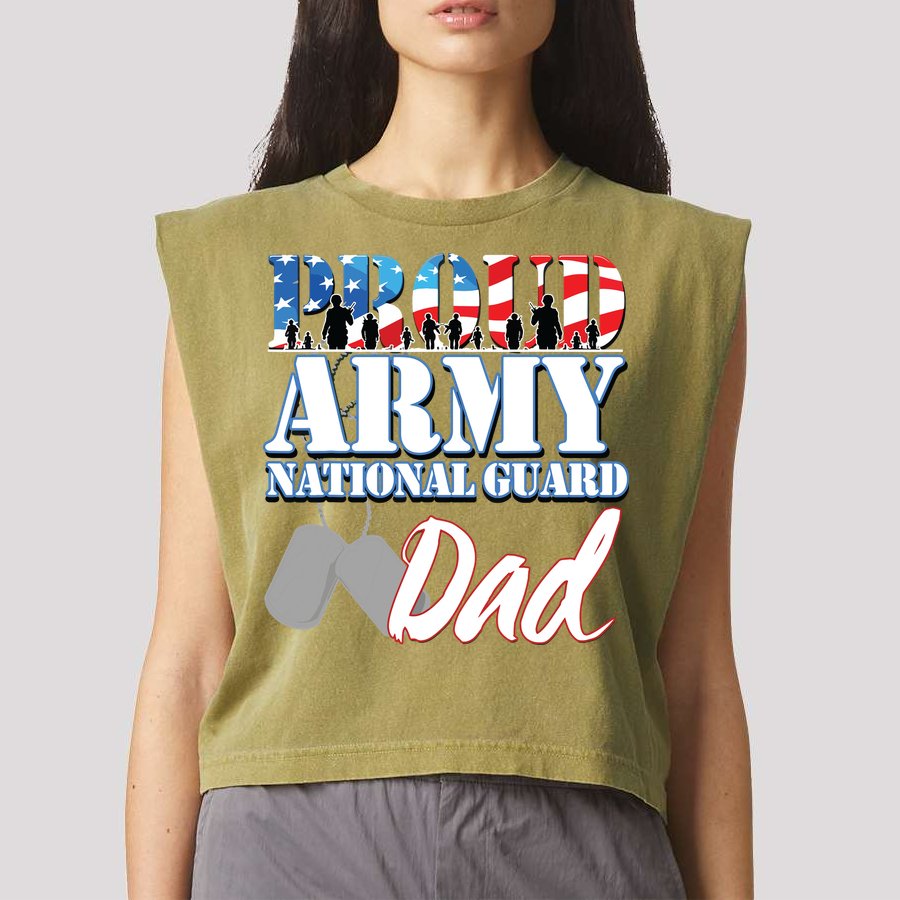 Proud Army National Guard Dad Fathers Day Garment-Dyed Women's Muscle Tee