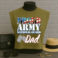 Proud Army National Guard Dad Fathers Day Garment-Dyed Women's Muscle Tee