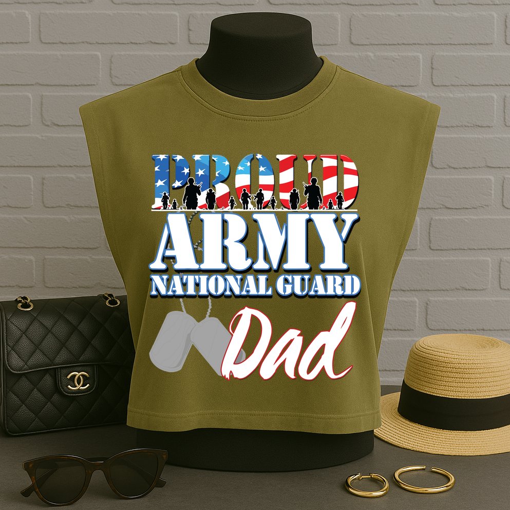 Proud Army National Guard Dad Fathers Day Garment-Dyed Women's Muscle Tee