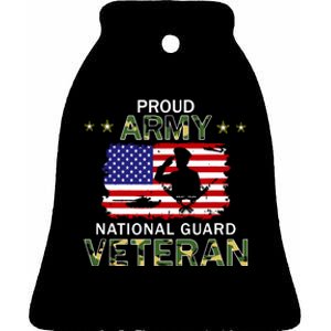 Proud Army National Guard Veteran Ceramic Bell Ornament