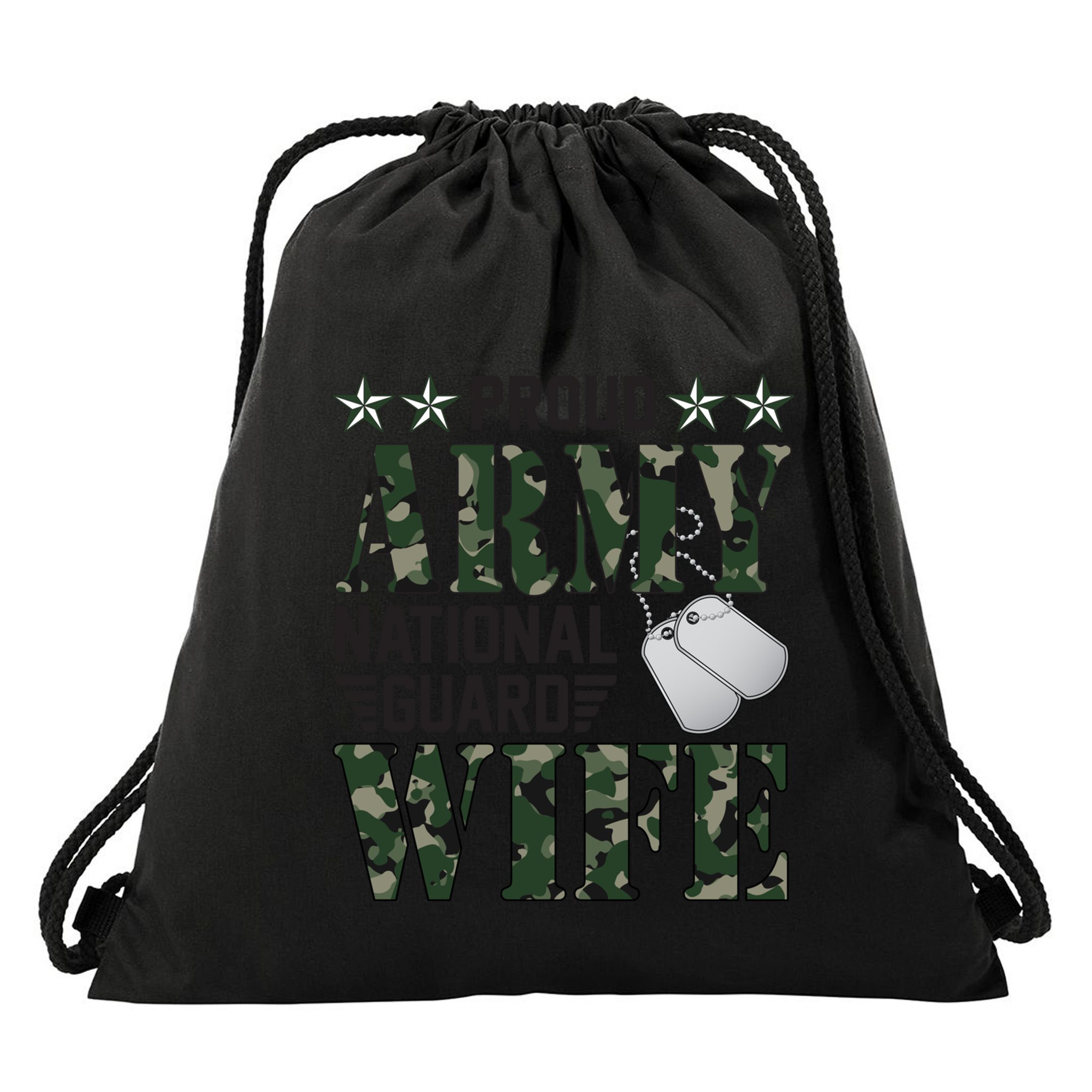 Proud Army National Guard Wife Military Family Veteran Cool Gift Drawstring Bag