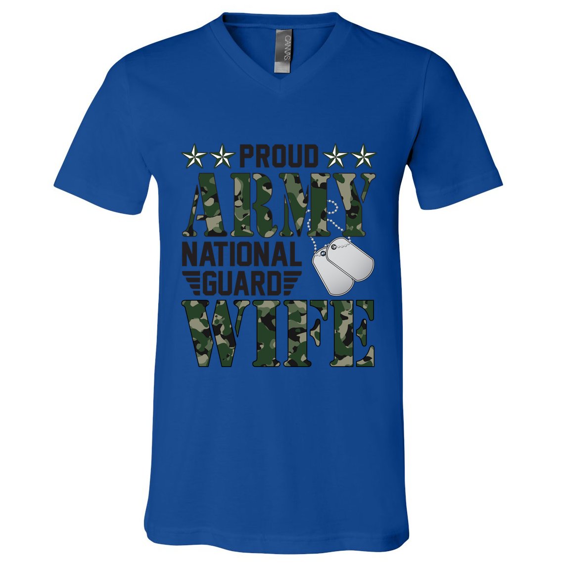 Proud Army National Guard Wife Military Family Veteran Cool Gift V-Neck T-Shirt