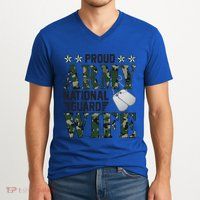 Proud Army National Guard Wife Military Family Veteran Cool Gift V-Neck T-Shirt