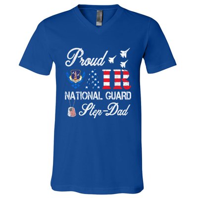 Proud Air National Guard Stepcool Giftdad Air Force Veterans Day Cool Gift V-Neck T-Shirt