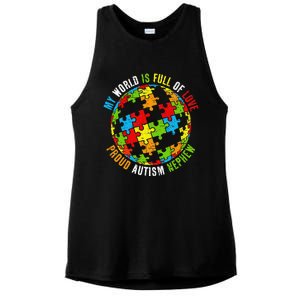 Proud Autism Nephew Puzzle World Awareness Ladies PosiCharge Tri-Blend Wicking Tank