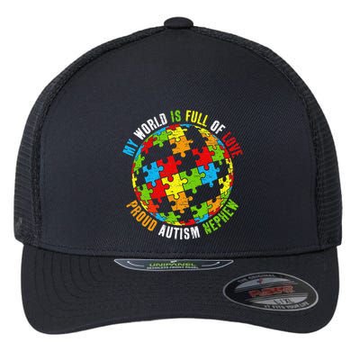 Proud Autism Nephew Puzzle World Awareness Flexfit Unipanel Trucker Cap