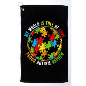 Proud Autism Nephew Puzzle World Awareness Platinum Collection Golf Towel