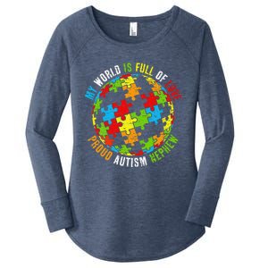 Proud Autism Nephew Puzzle World Awareness Women's Perfect Tri Tunic Long Sleeve Shirt