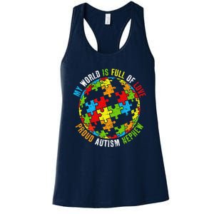 Proud Autism Nephew Puzzle World Awareness Women's Racerback Tank