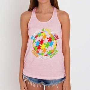 Proud Autism Nephew Puzzle World Awareness Women's Knotted Racerback Tank