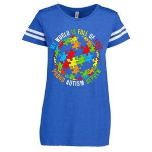 Proud Autism Nephew Puzzle World Awareness Enza Ladies Jersey Football T-Shirt