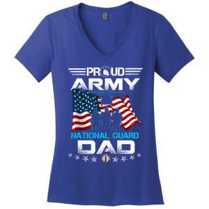 Proud Army National Guard Dad Veterans Day Gift Fathers Gift Women's V-Neck T-Shirt