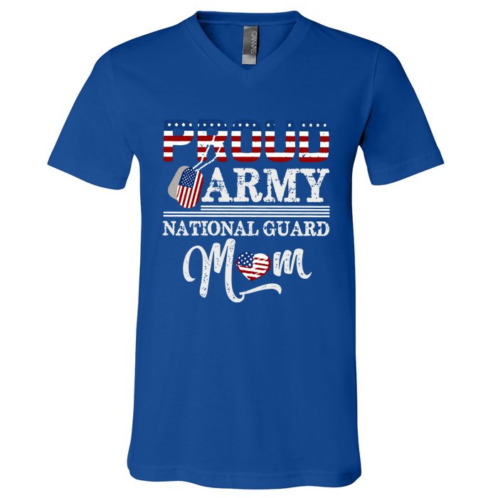 Proud Army National Guard Mom Mothers Day Usa Memorial Day Gift V-Neck T-Shirt