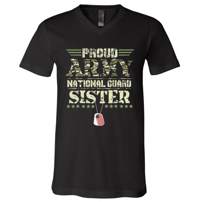 Proud Army National Guard Sister USA Military Veteran Wo V-Neck T-Shirt