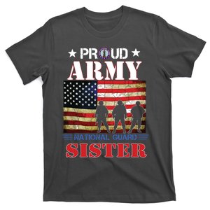 Proud Army National Guard Sister Us Flag Gift Patriotic Day T-Shirt