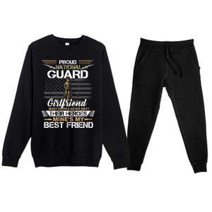 Proud Army National Guard Girlfriend Flag U.S Military Premium Crewneck Sweatsuit Set